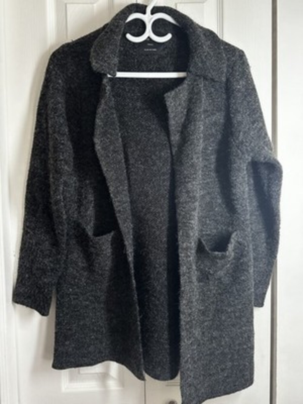 Love Tree Charcoal Grey Textured Bouclé Longline Cardigan Coat #112